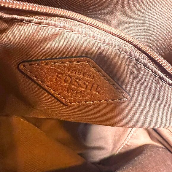 Fossil Brown/Camel Leather Backpack-Adjustable Strap-Phone Drop Pocket-Clean - Picture 12 of 15